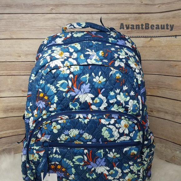 VERA BRADLEY Essential Large Backpack  Floral Blue Bursts Lunch Bunch Set New - Picture 10 of 16
